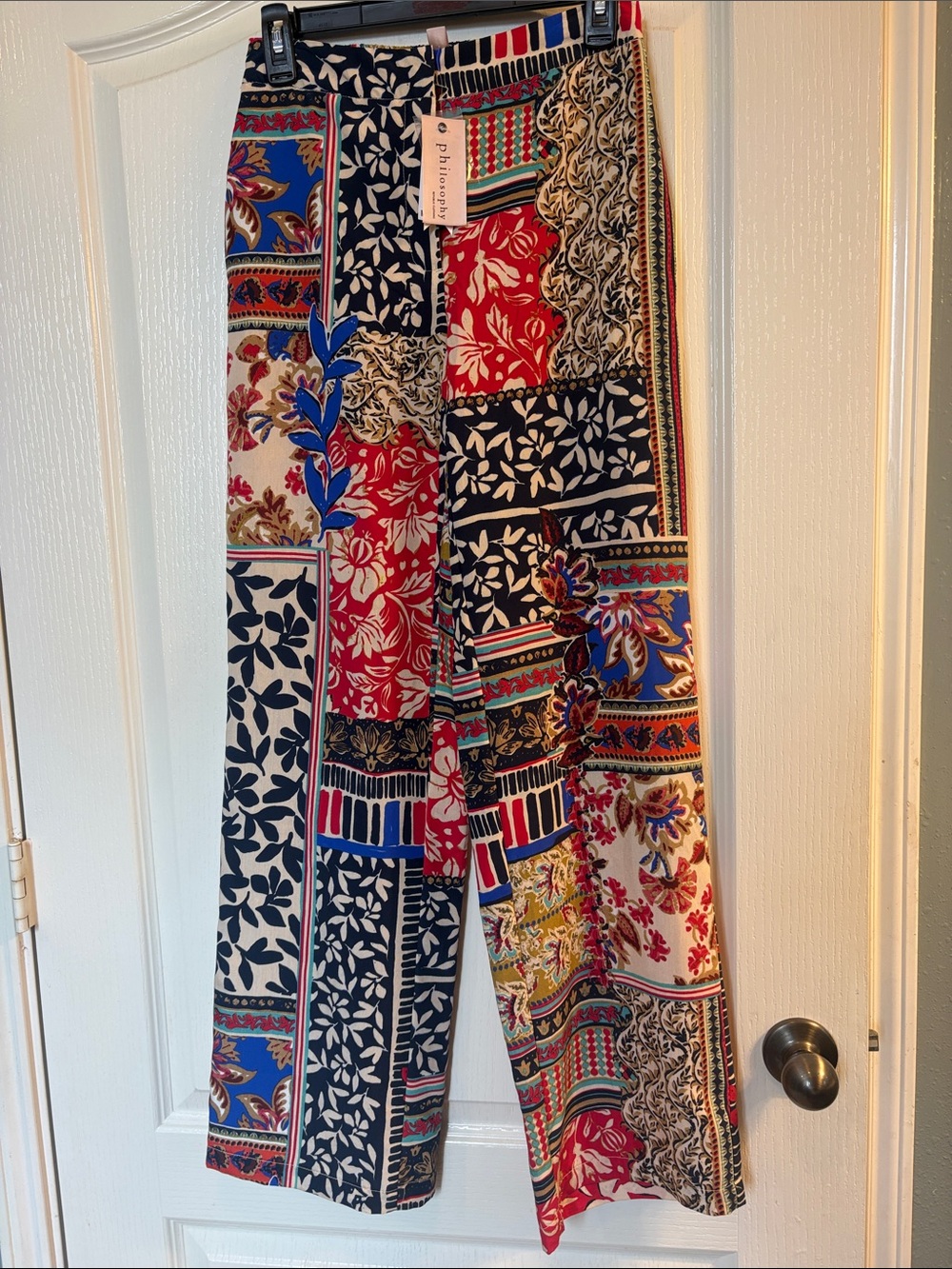 Philosophy | Patchwork Printed Pant with Pockets - Picture 8 of 16